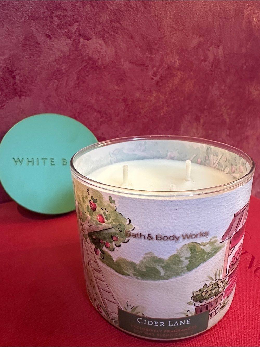 Bath & Body Works Cider Lane 3-Wick Candle - White/Turquoise Lid